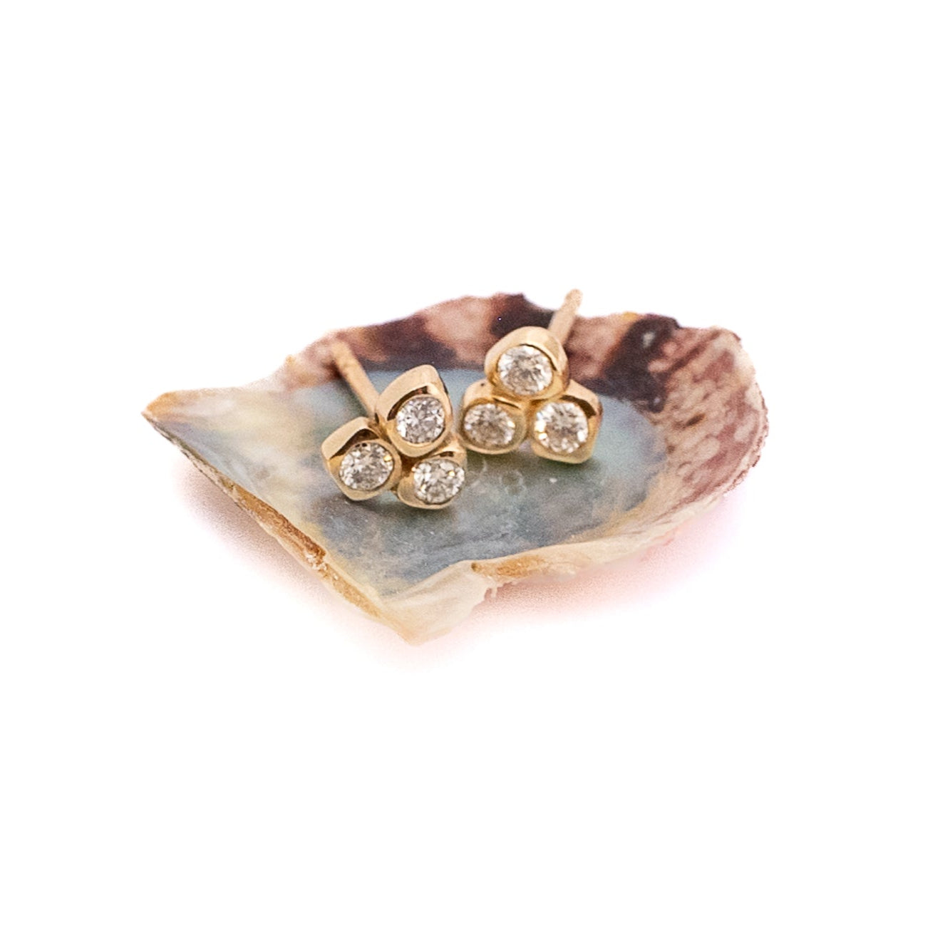 Sea Stone Triad Diamond Studs