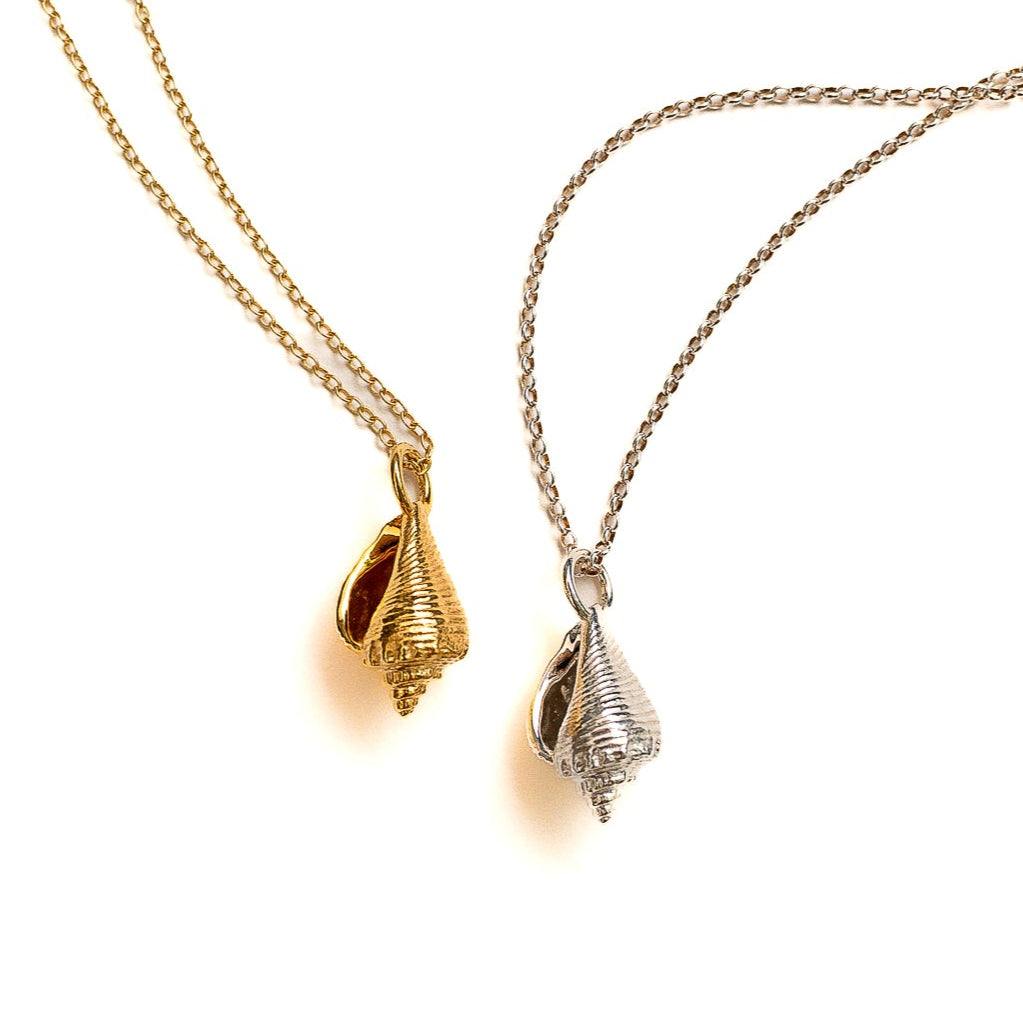 14K gold vermeil queen conch shell pendant necklace, sunlit collection