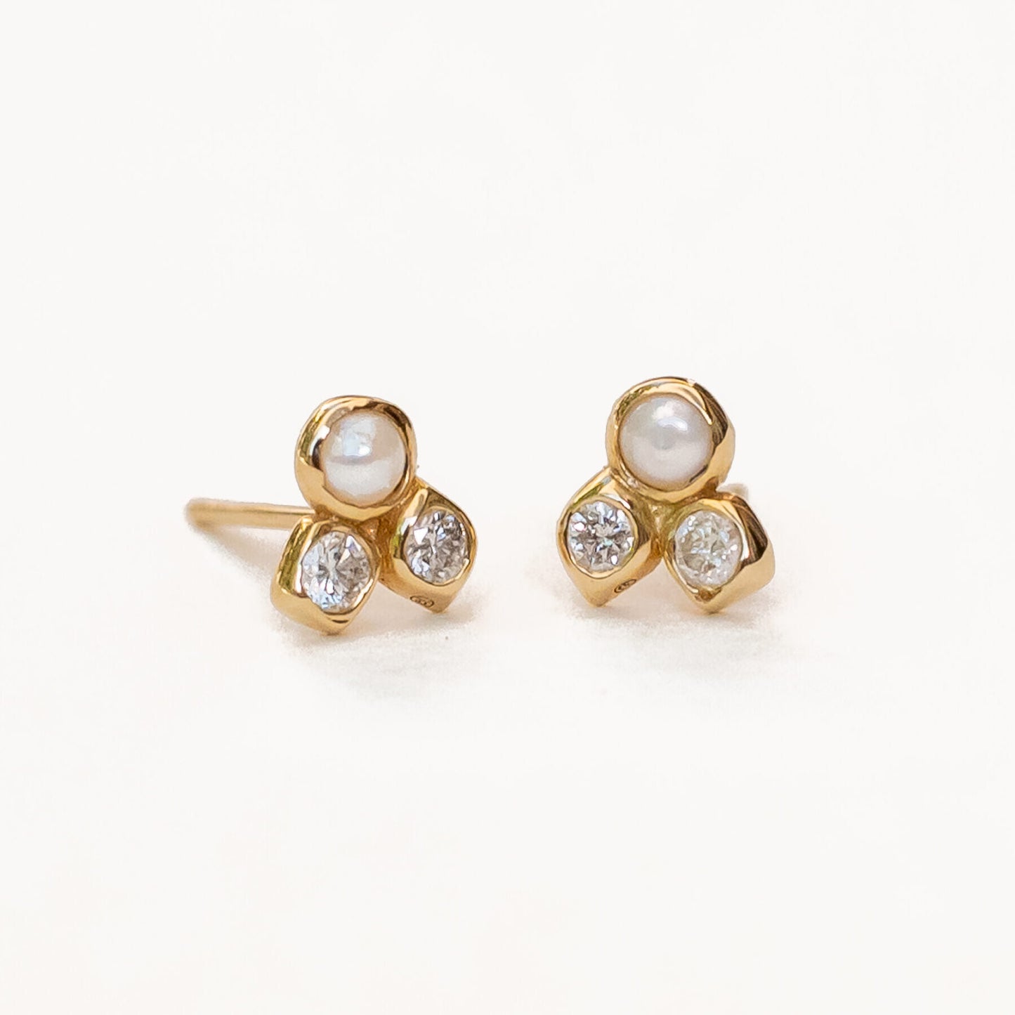 Harmonia Pearl & Diamond Stud Earrings