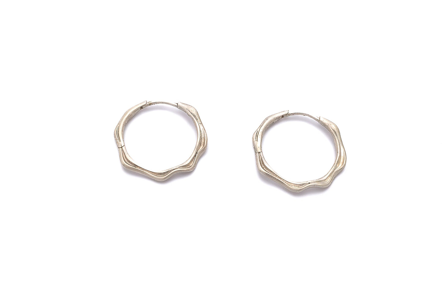 925 sterling silver waterline hoops with bone-dry satin finish, moonlit collection