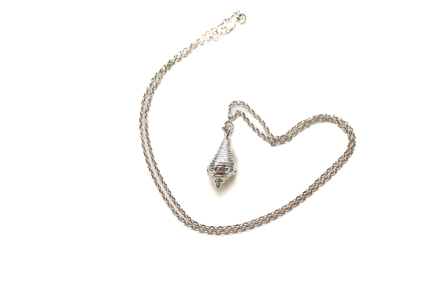 Sterling silver queen conch shell pendant necklace, moonlit collection