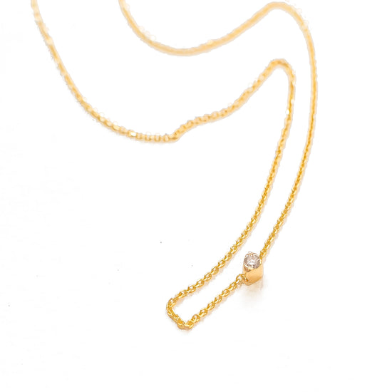 Sea Stone Diamond Solitaire Slide Necklace